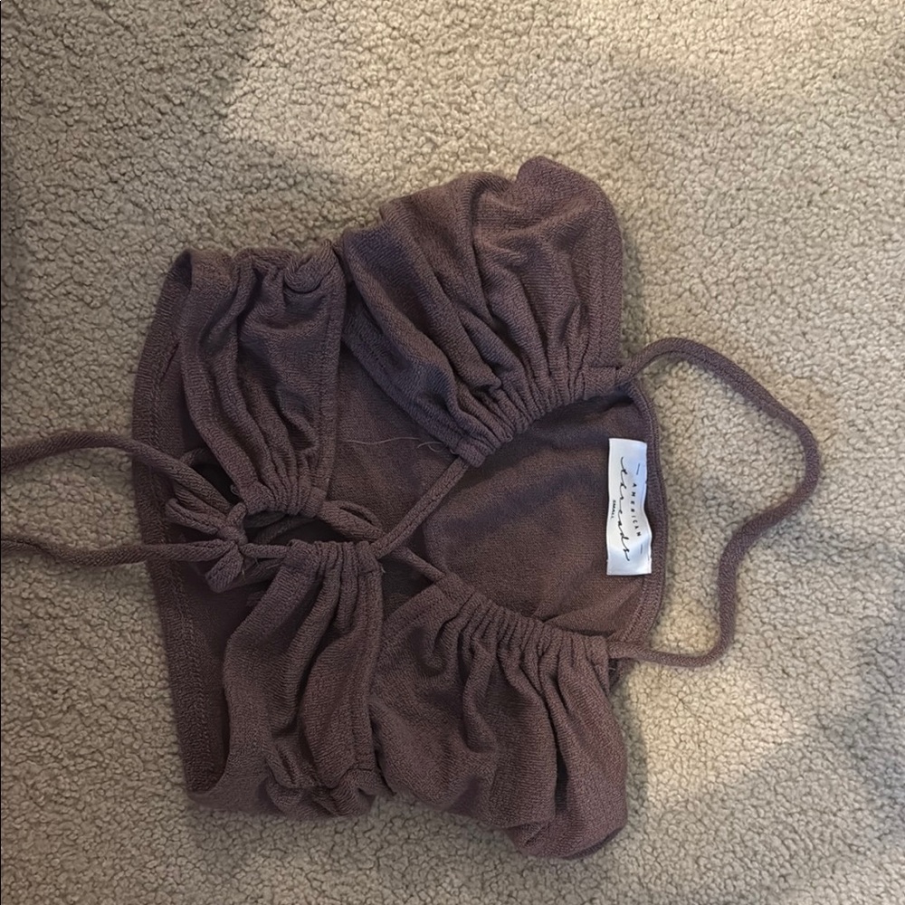 American Threads Brown Crop Top